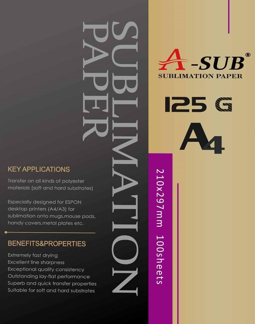 A-SUR Papier de sublimation A4