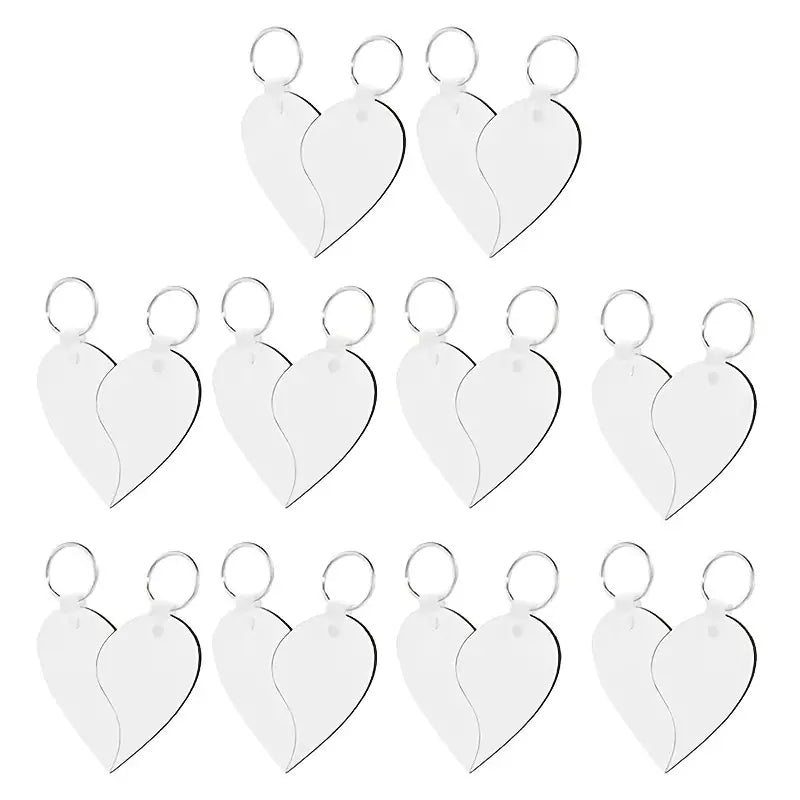 20 pas (10 Paires) Porte-clés Vierges Sublimés MDF