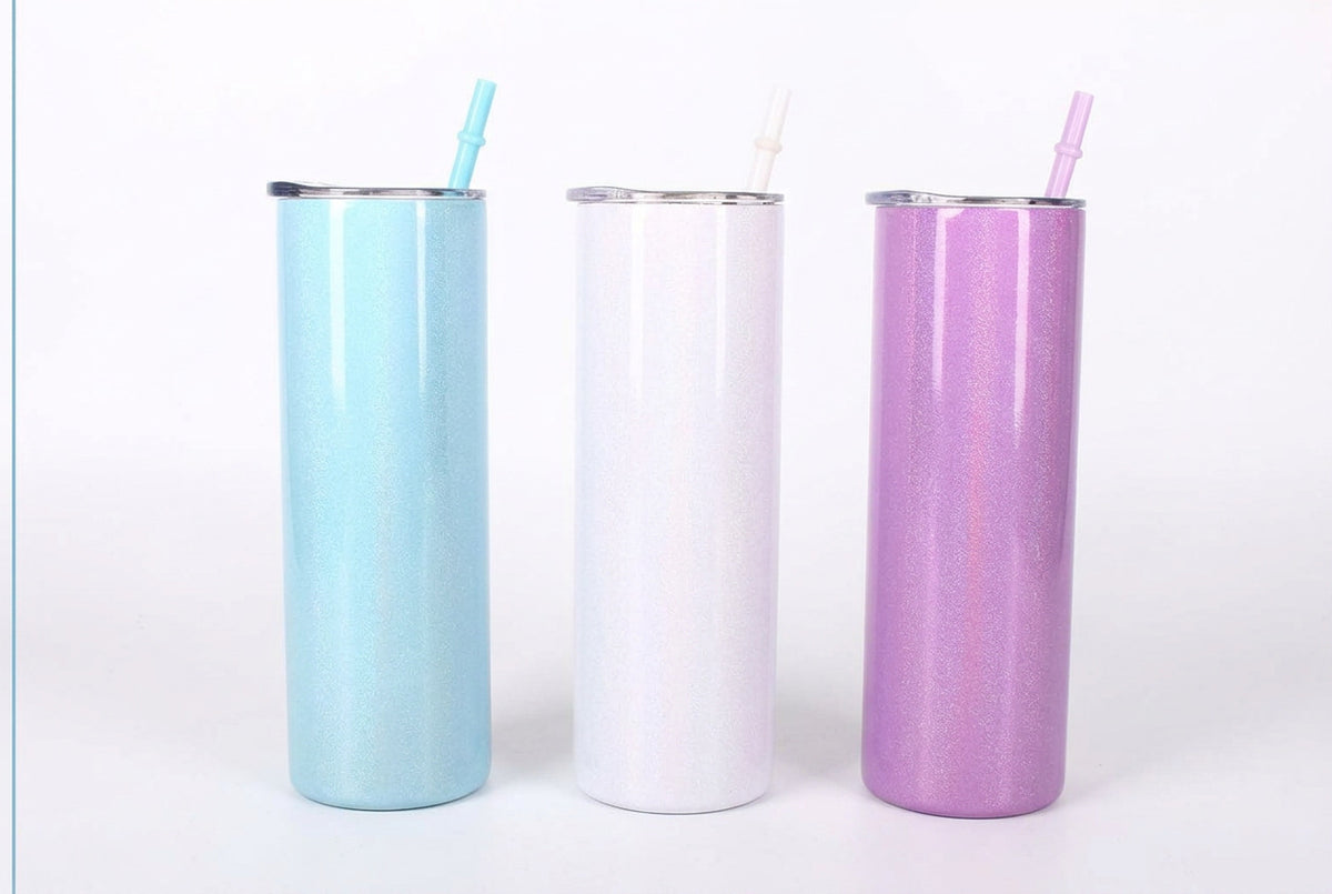 Gobelet Slim Pailleté à Sublimer avec Couvercle et Paille – Précommande