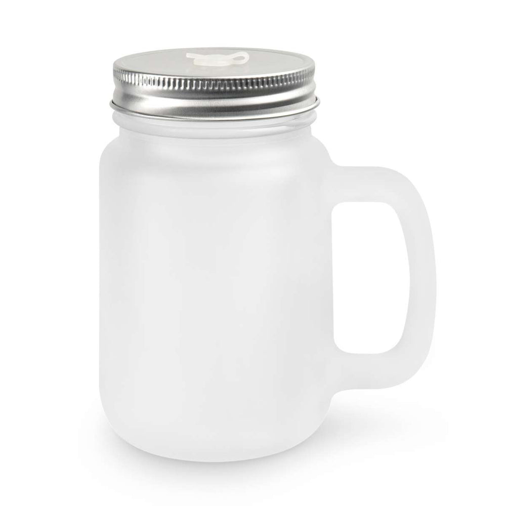 Mason Jar en verre avec anse, couvercle et une paille lot