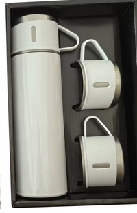 Set Bouteille Isotherme + 3 Tasses en Acier Inoxydable – Cadeau d'Affaires