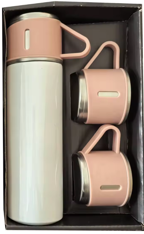 Set Bouteille Isotherme + 3 Tasses en Acier Inoxydable – Cadeau d'Affaires