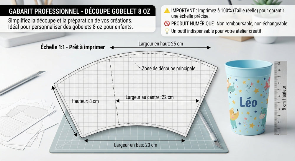gabarie pour gobelet enfant 8z