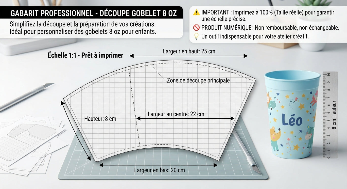 gabarie pour gobelet enfant 8z