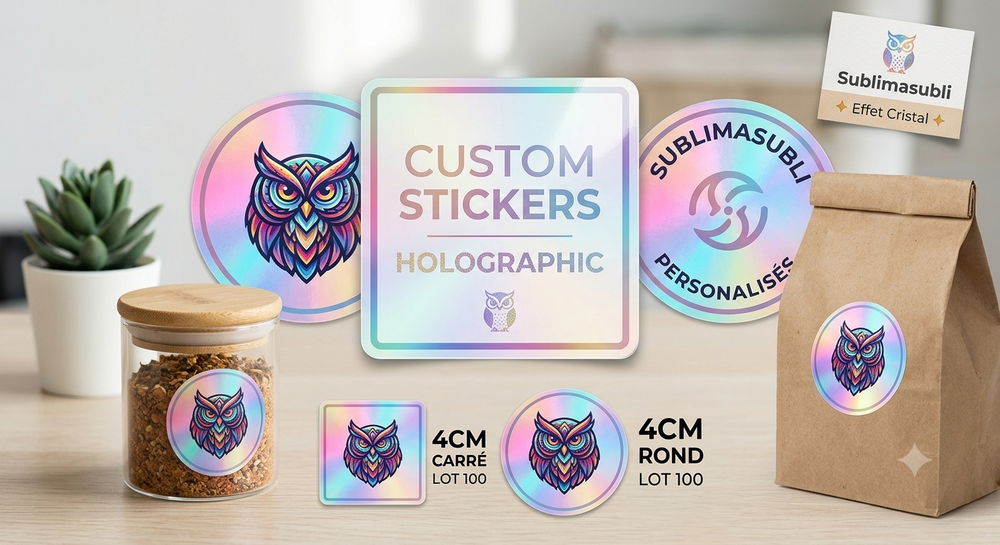 Stickers Holographiques Personnalisés – Effet Irisé | Ronds & Carrés
