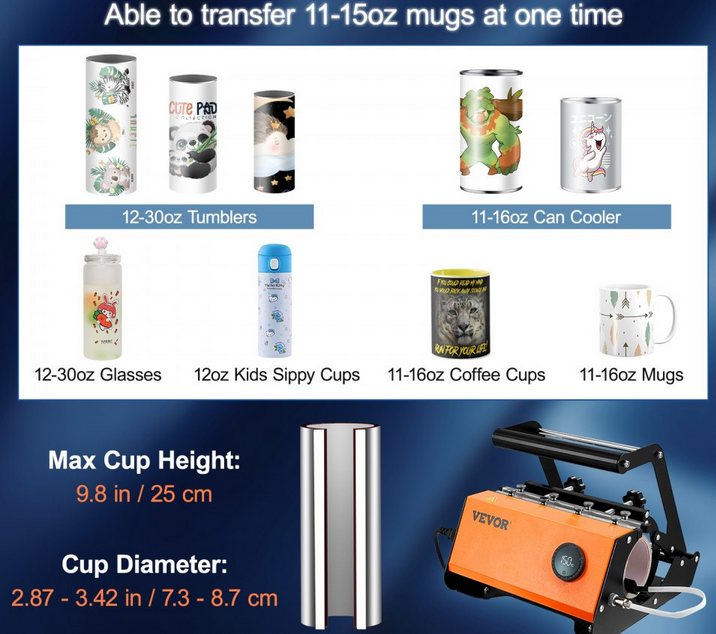 VEVO Mug - Presse à sublimation - 600 W - Pour impression - Presses à sublimation