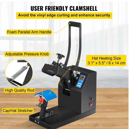 VEVOR-Presse à chaud pour casquette de chapeau