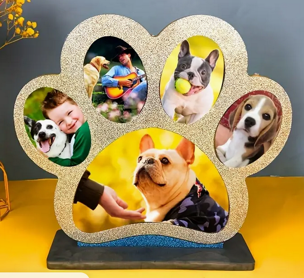 Cadre photo en forme de patte de chien en résine