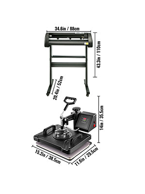 VENIR 5 en 1 Presse à Chaud Transfert 38x30 Potter de Découpe Vinyle 72 cm