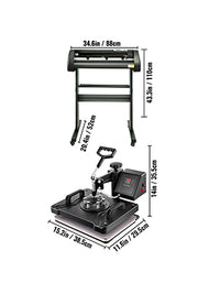 VENIR 5 en 1 Presse à Chaud Transfert 38x30 Potter de Découpe Vinyle 72 cm
